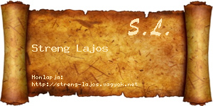 Streng Lajos névjegykártya